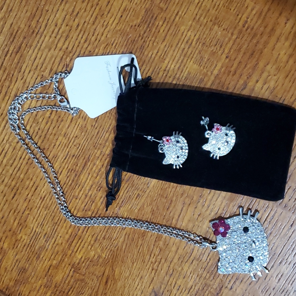 Hello Kitty Necklace and Earring Set - new